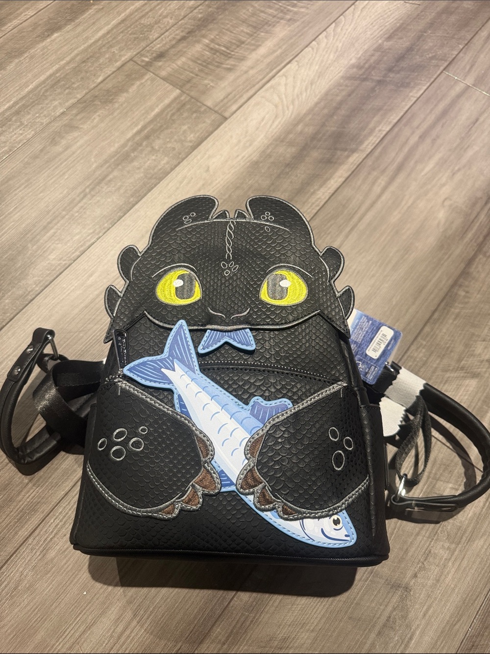 Loungefly Toothless Black Dragon Fish Backpack - Cute Yellow-Eyed Design